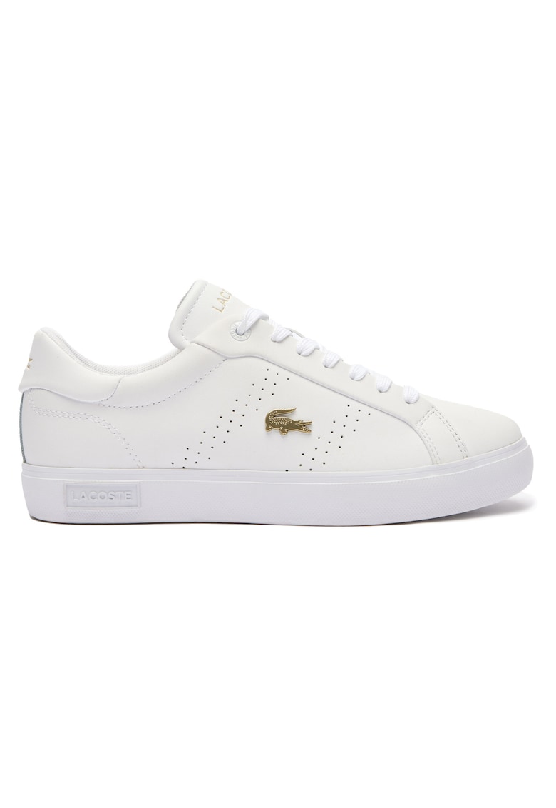 Pantofi sport de piele si piele ecologica - Alb optic
