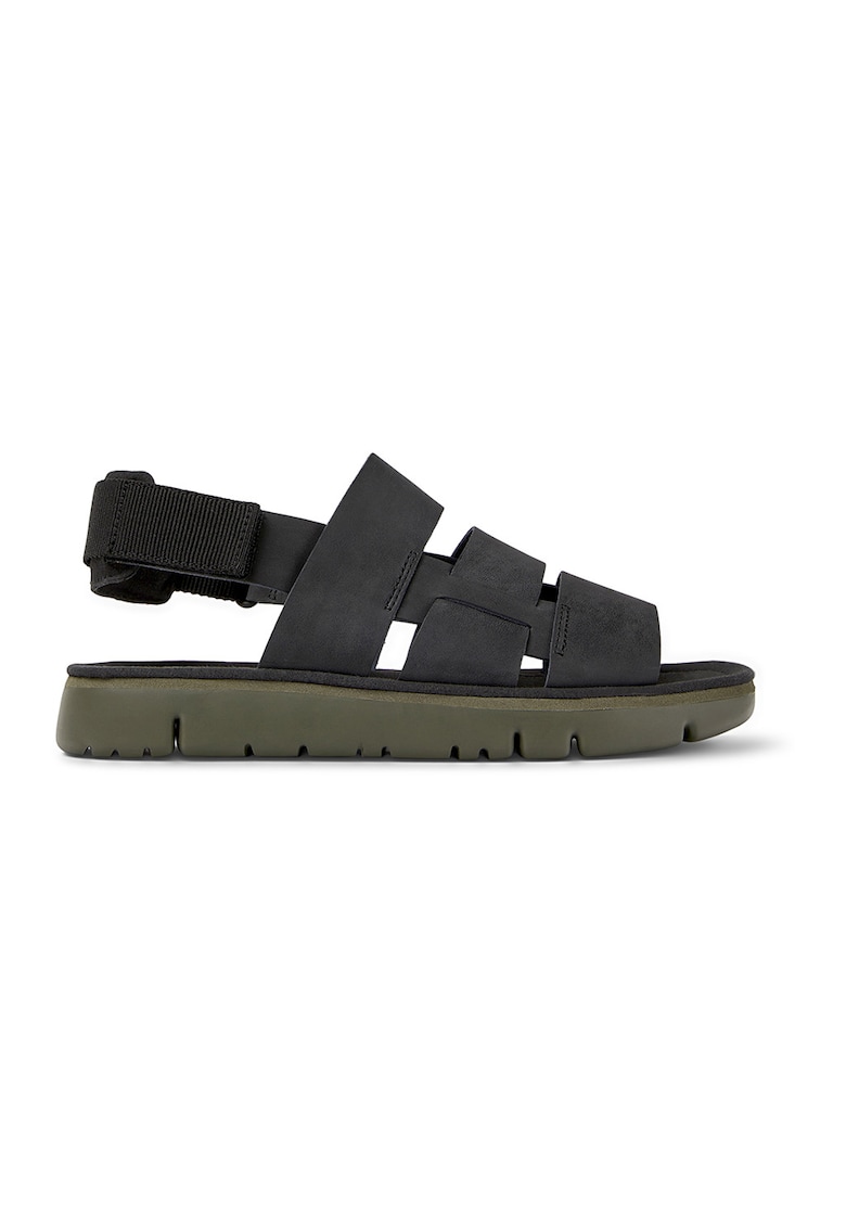 Sandale de piele si material textil Oruga - Negru