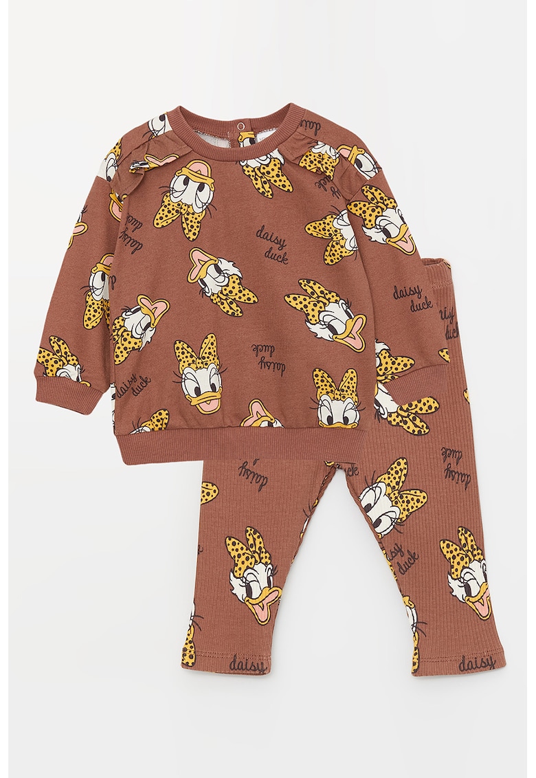 Set de pantaloni si bluza de trening striate cu imprimeu
