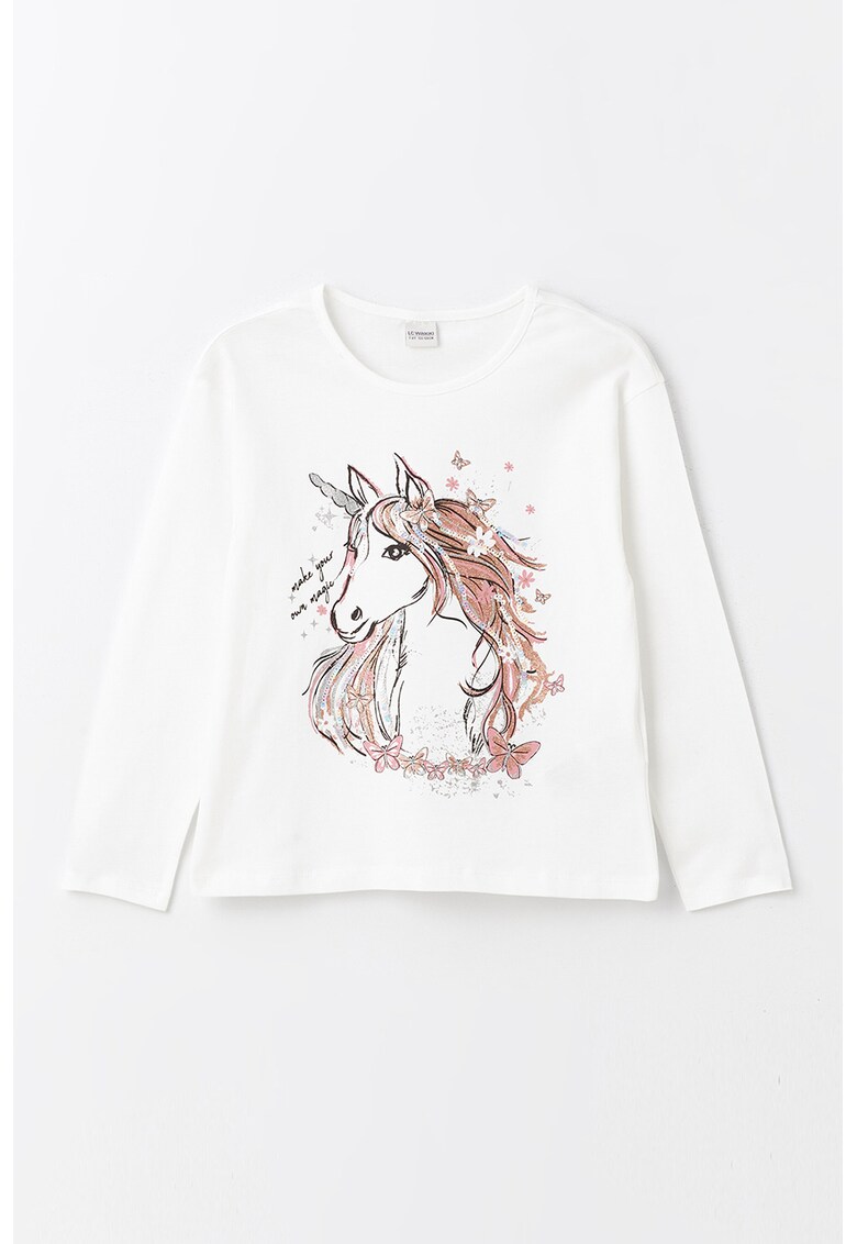 Bluza de bumbac cu imprimeu cu unicorn