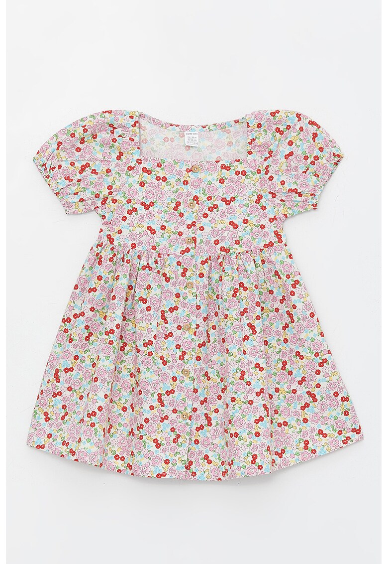 Rochie cu imprimeu floral si decolteu patrat