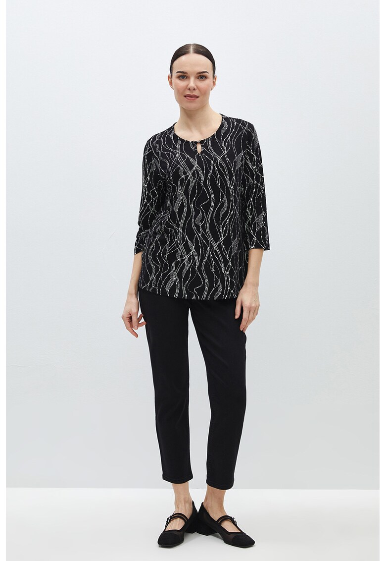 Bluza cu imprimeu abstract si maneci 3/4