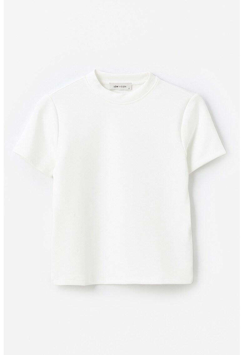 Tricou cu decolteu la baza gatului si model uni