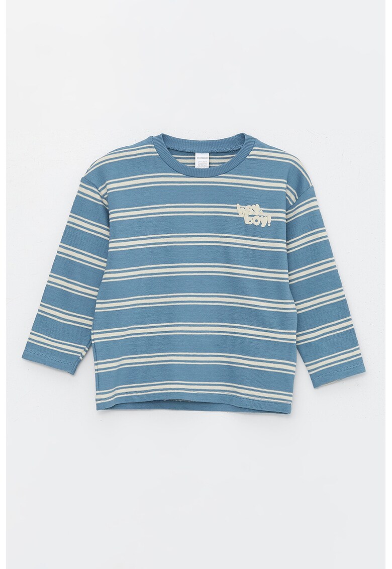 Bluza cu model in dungi si decolteu la baza gatului