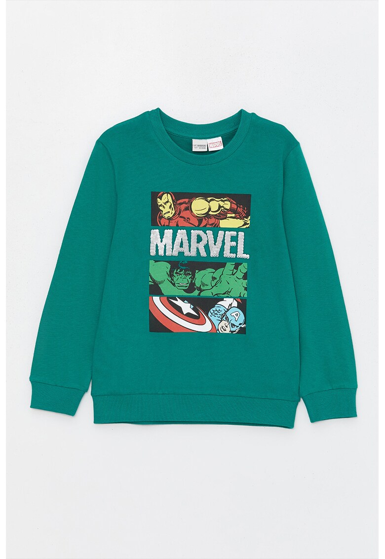 Bluza de trening cu decolteu la baza gatului si imprimeu Marvel
