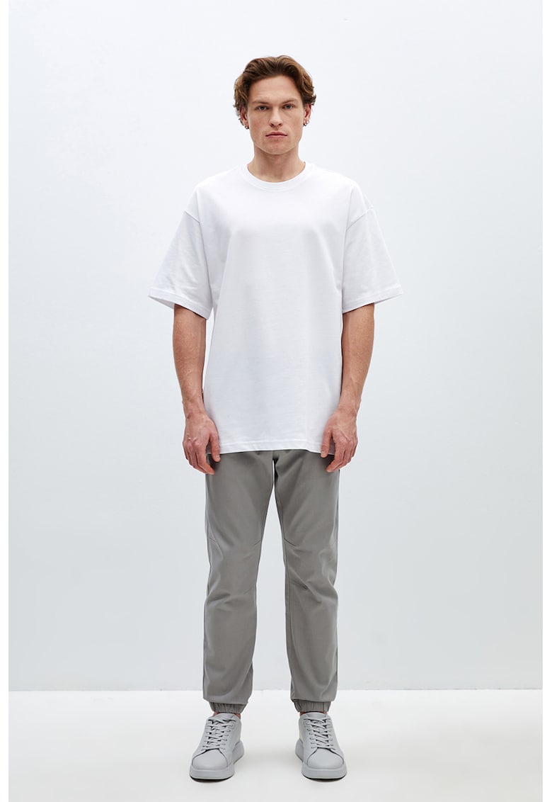 Tricou din bumbac cu decolteu la baza gatului