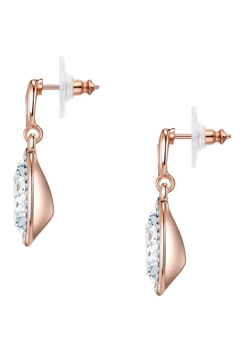 Cercei placati cu aur rose de 14k si decorati cu cristale