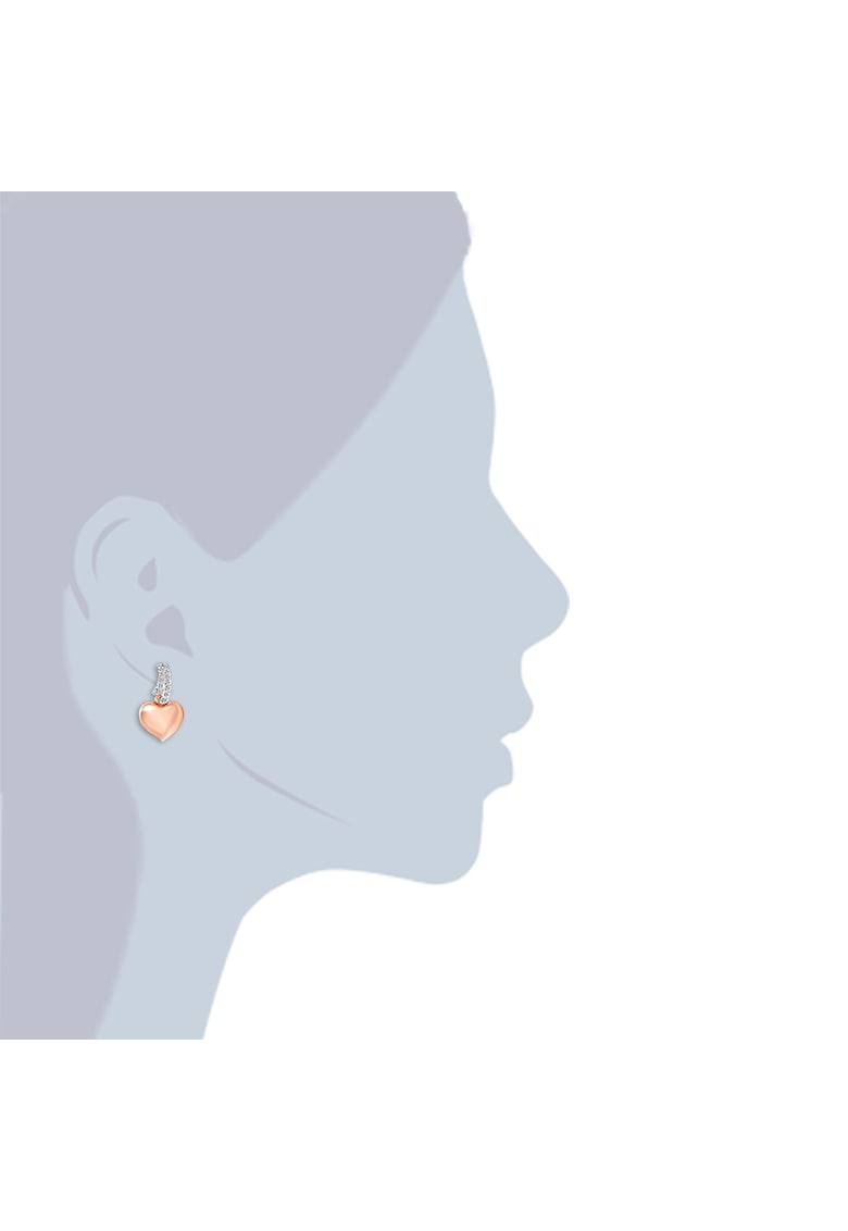 Cercei in forma de inima placati cu aur rose de 14k