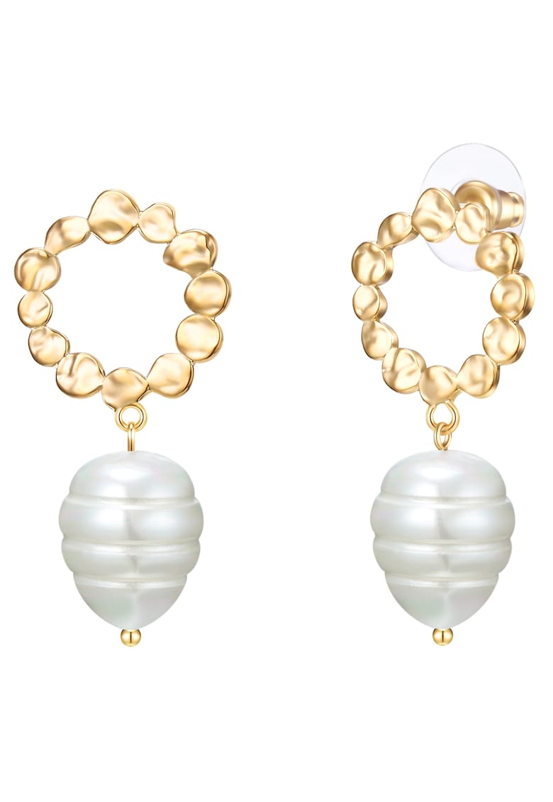 Cercei placati cu aur de 14K si decorati cu perle sintetice
