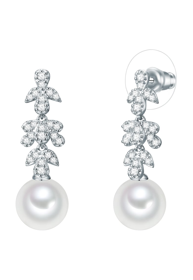 Cercei drop decorati cu perle si zirconia 22549