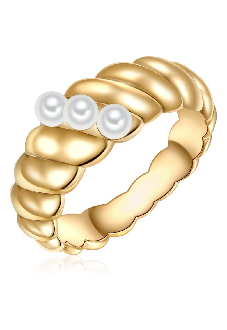 Inel placat cu aur de 14K si decorat cu perle sintetice