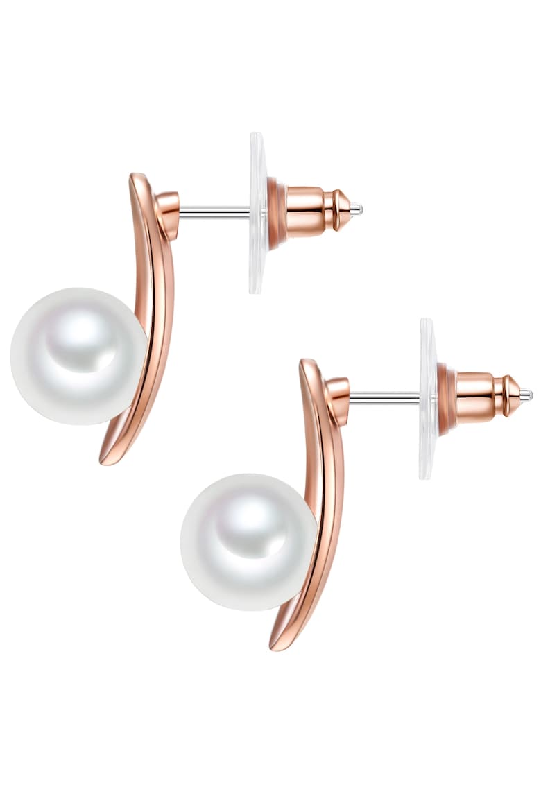 Cercei cu tija placati cu aur de 14k si decorati cu perle sintetice