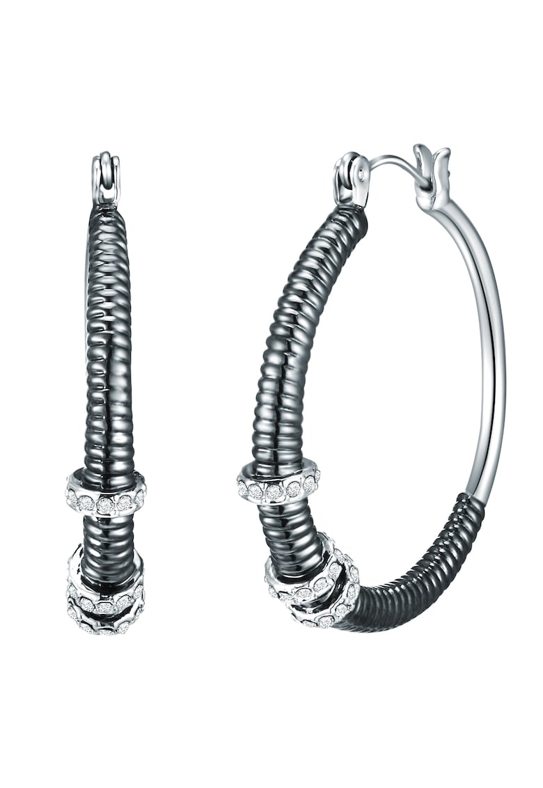 Cercei rotunzi cu cristale - Argintiu