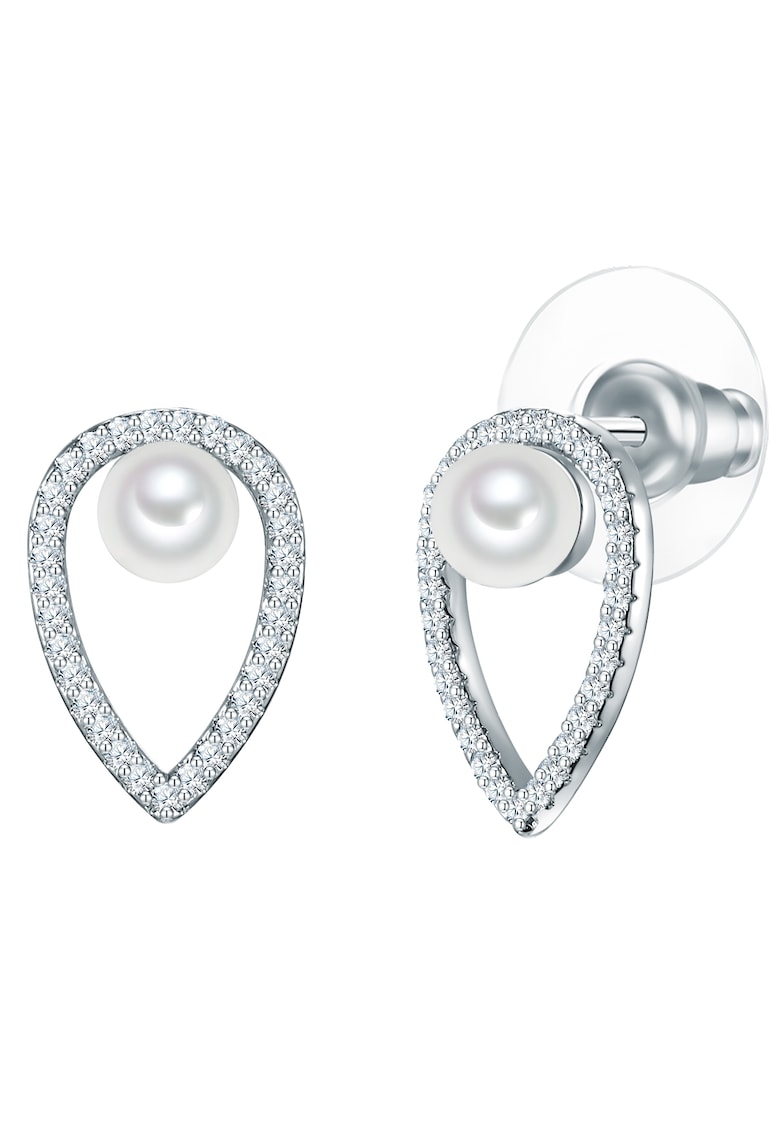 Cercei drop cu tija decorati cu perle si cristale
