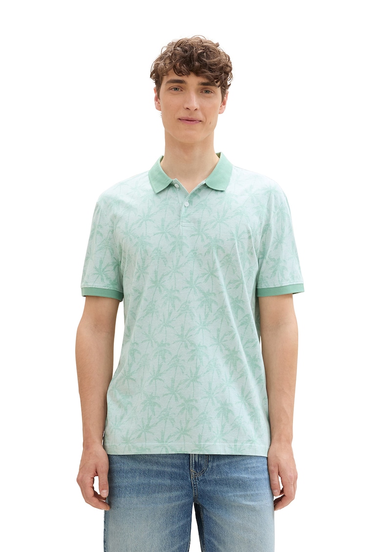 Tricou polo de bumbac cu imprimeu tropical