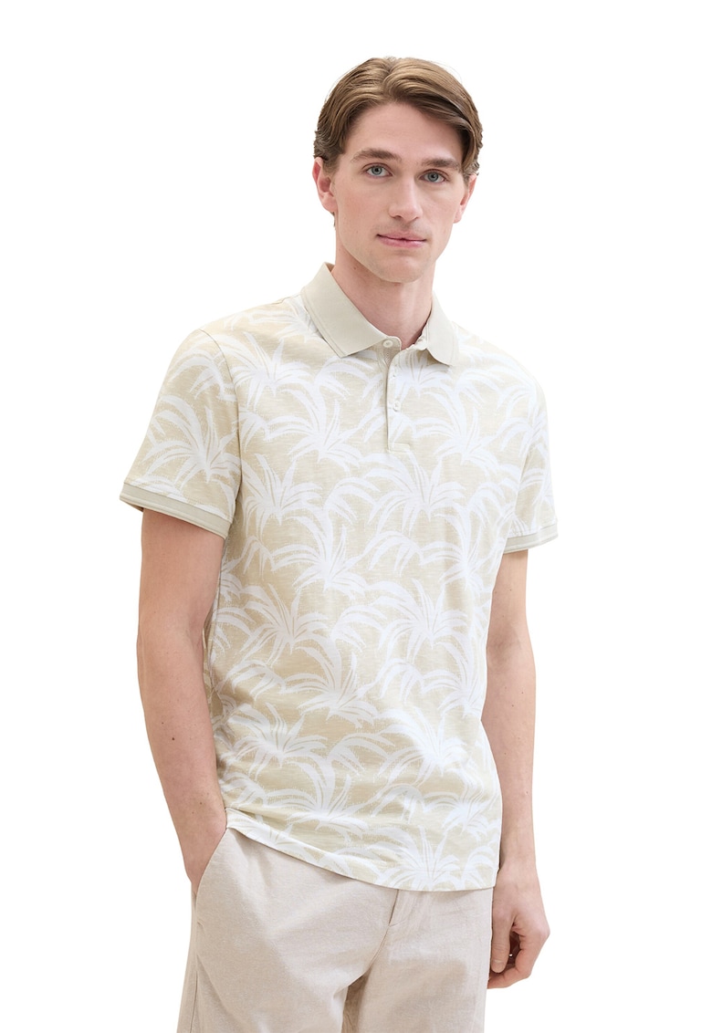 Tricou polo de bumbac cu imprimeu tropical