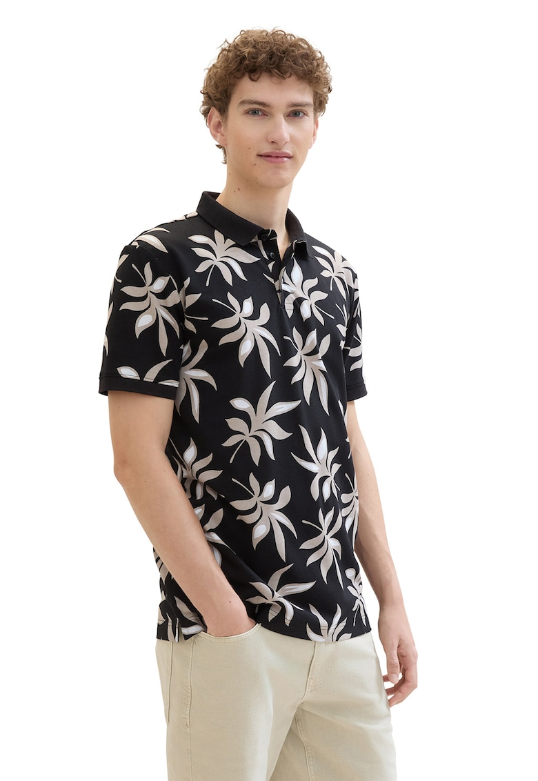 Tricou polo de bumbac cu imprimeu floral