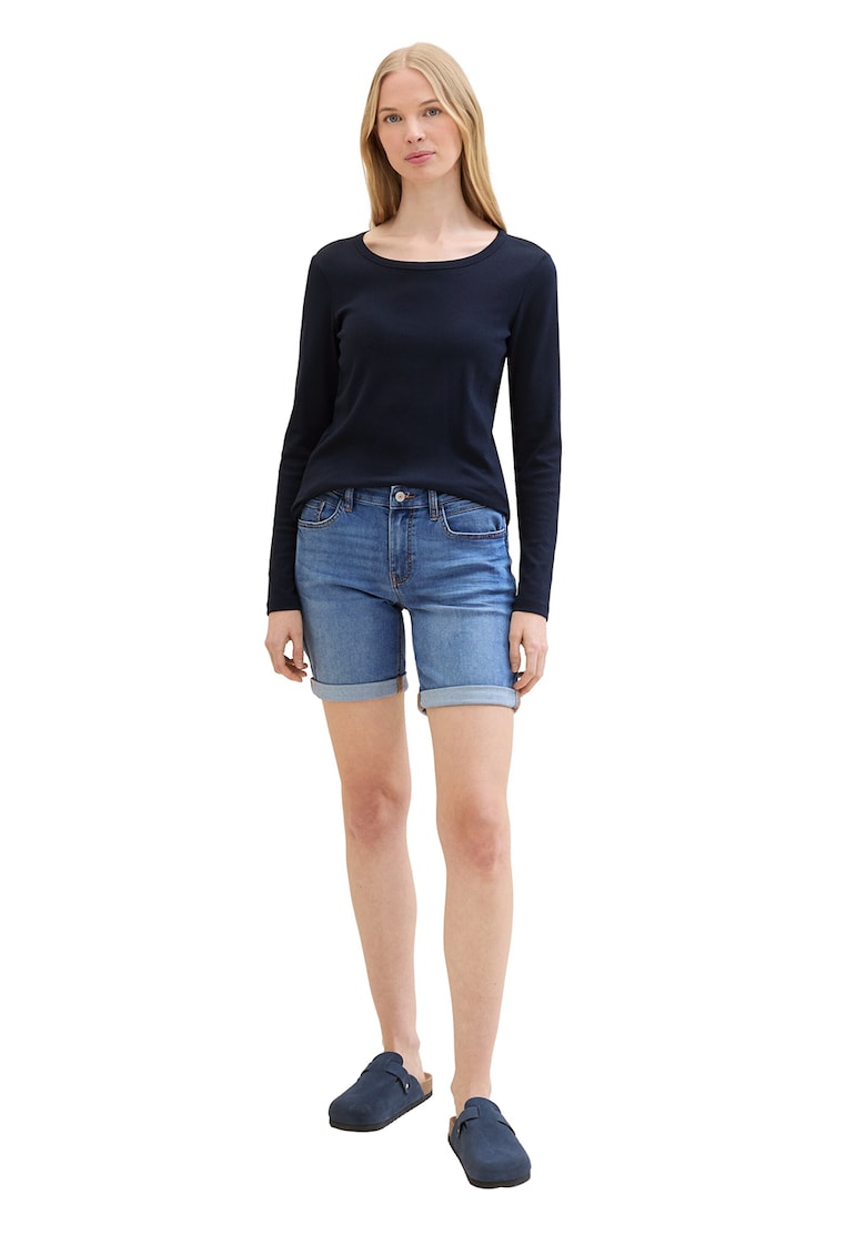 Blugi scurti cu talie medie - Albastru