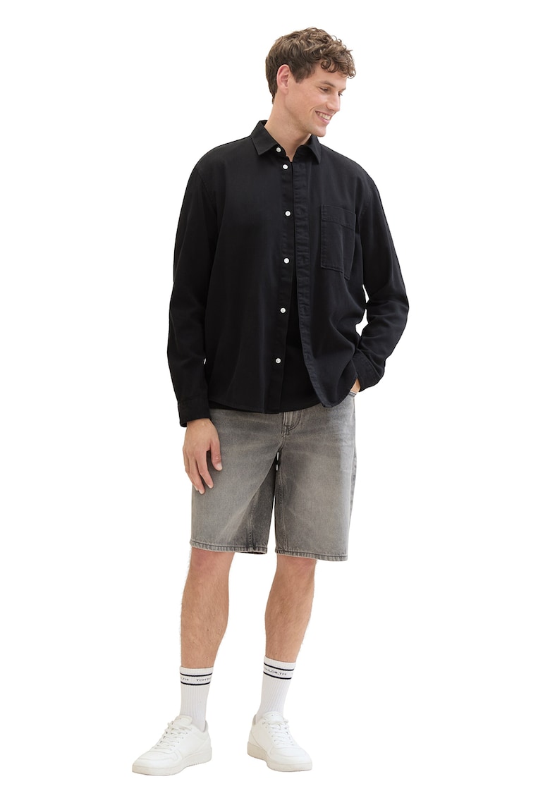 Bermude relaxed fit din denim cu aspect decolorat