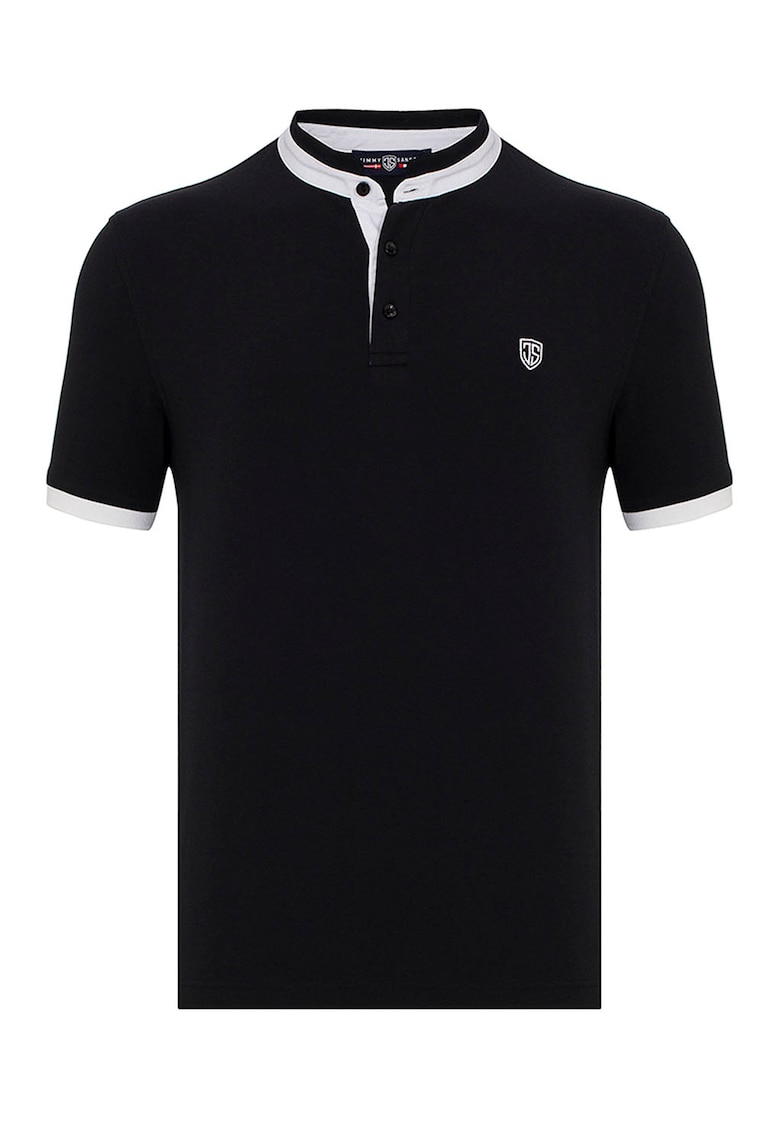 Tricou de bumbac cu decolteu henley