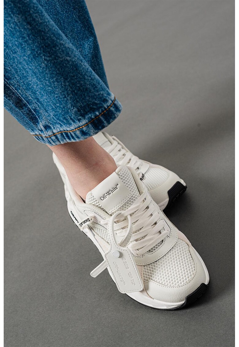 Pantofi sport din piele cu insertii din plasa si piele intoarsa
