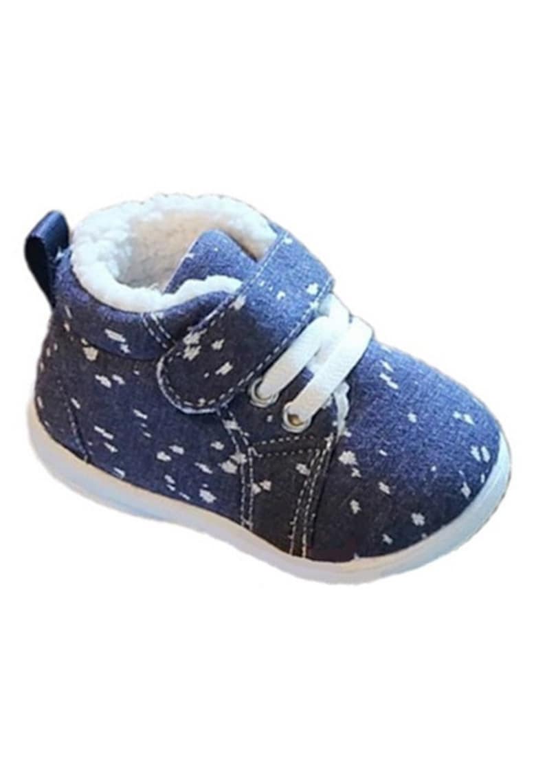 Pantofi Imblaniti - Model Cu Picatele - Textil - Baieti/ Fete - Velcro - Albastru
