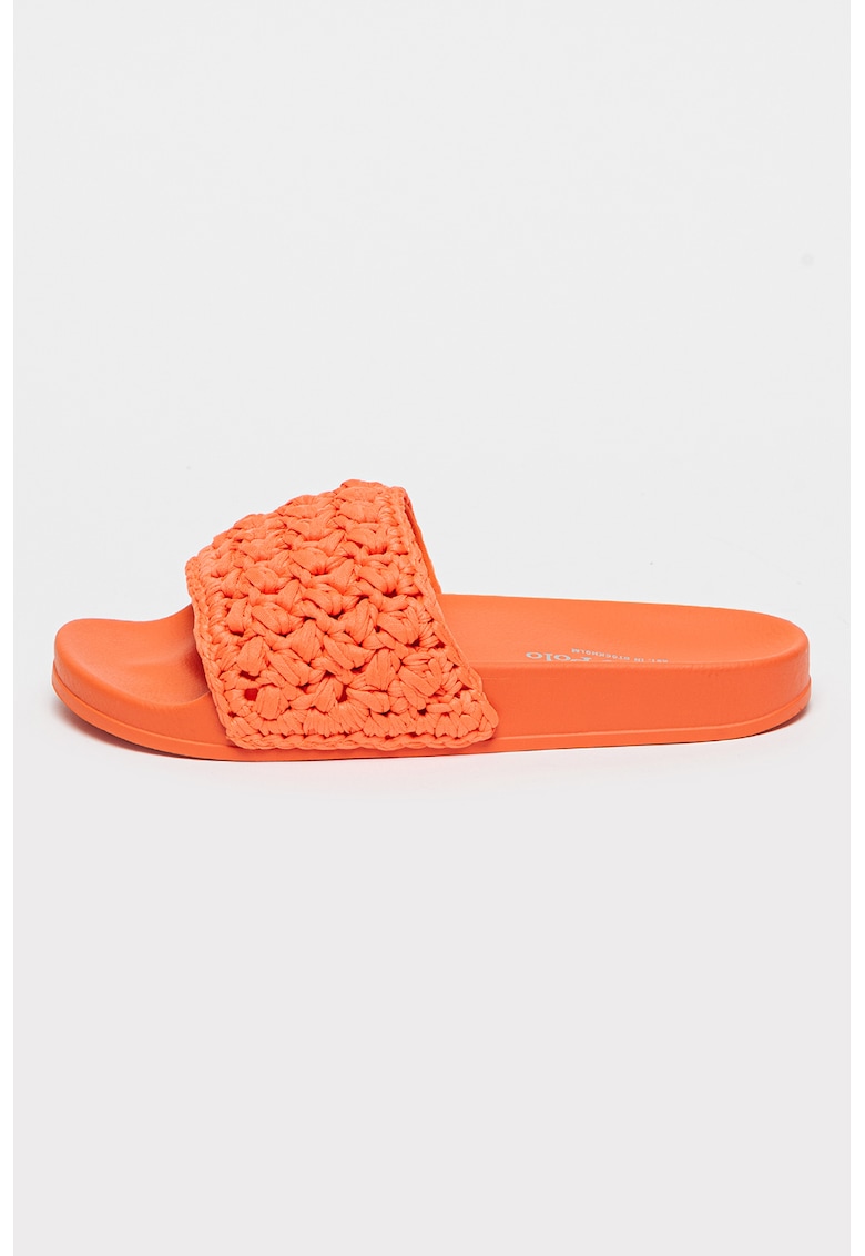 Papuci din material textil cu aspect innodat - Portocaliu mandarina