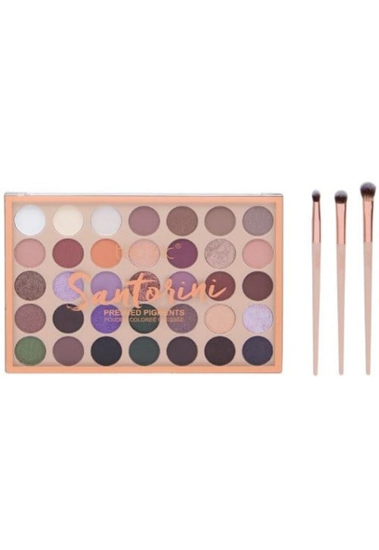 Set Machiaj - Paleta 35 Farduri si 3 Pensule Aplicare - Santorini - Vegan