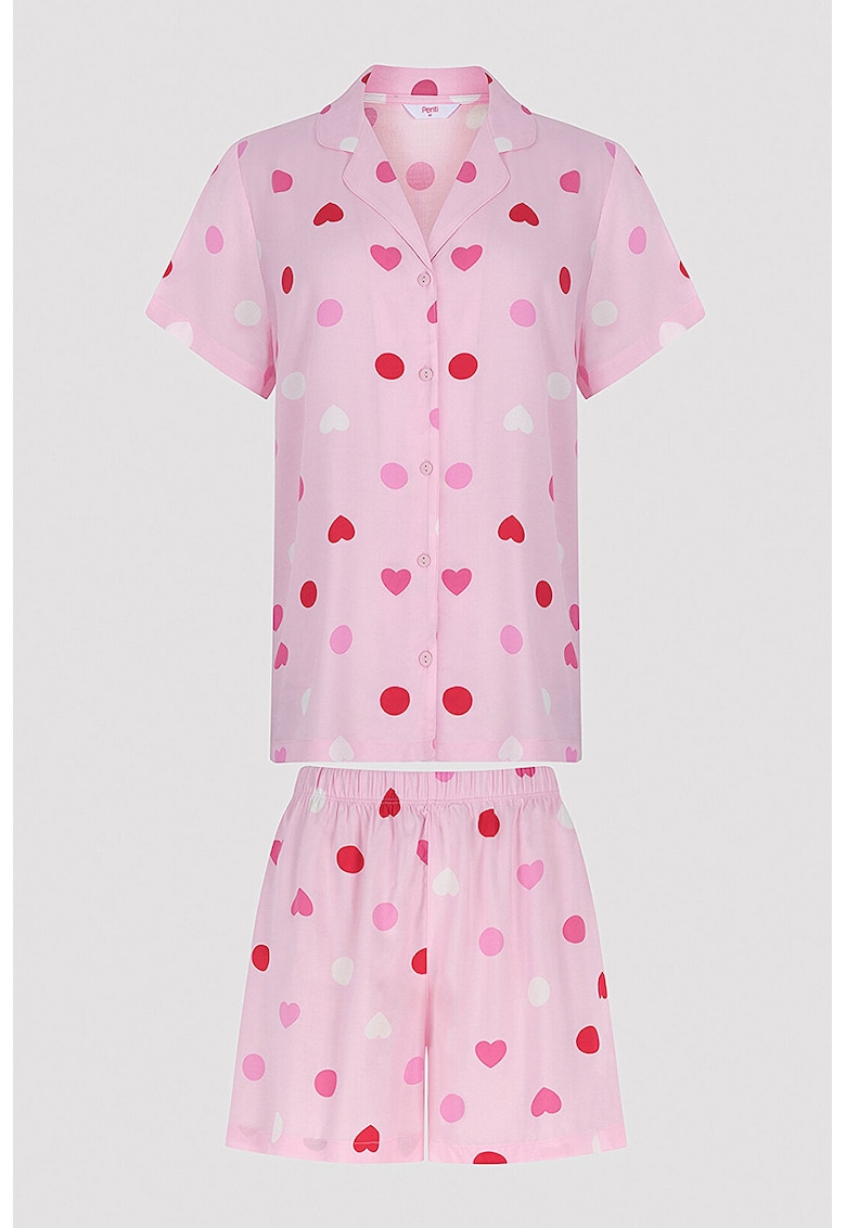 Pijama scurta cu inimi