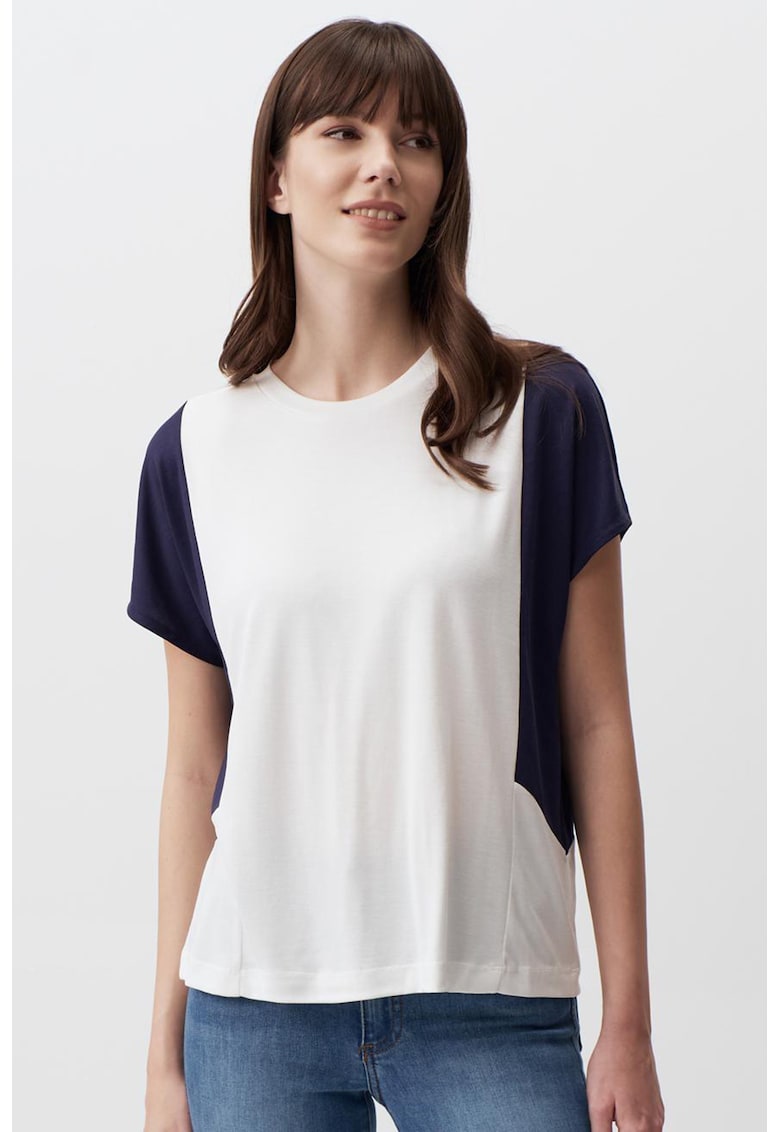 Tricou din amestec de modal cu model colorblock