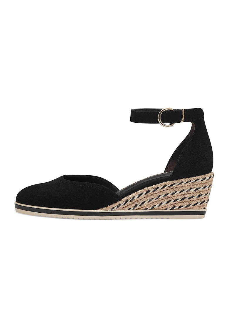 Sandale-espadrile wedge de piele intoarsa