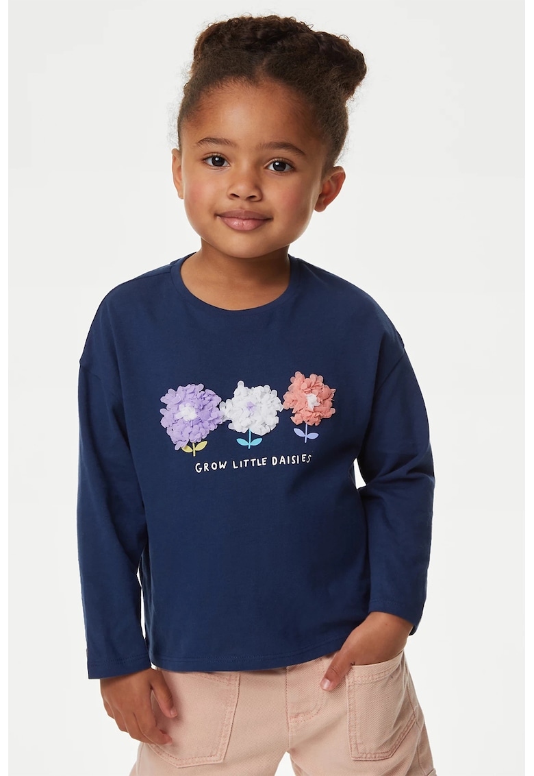 Bluza cu text si imprimeu floral