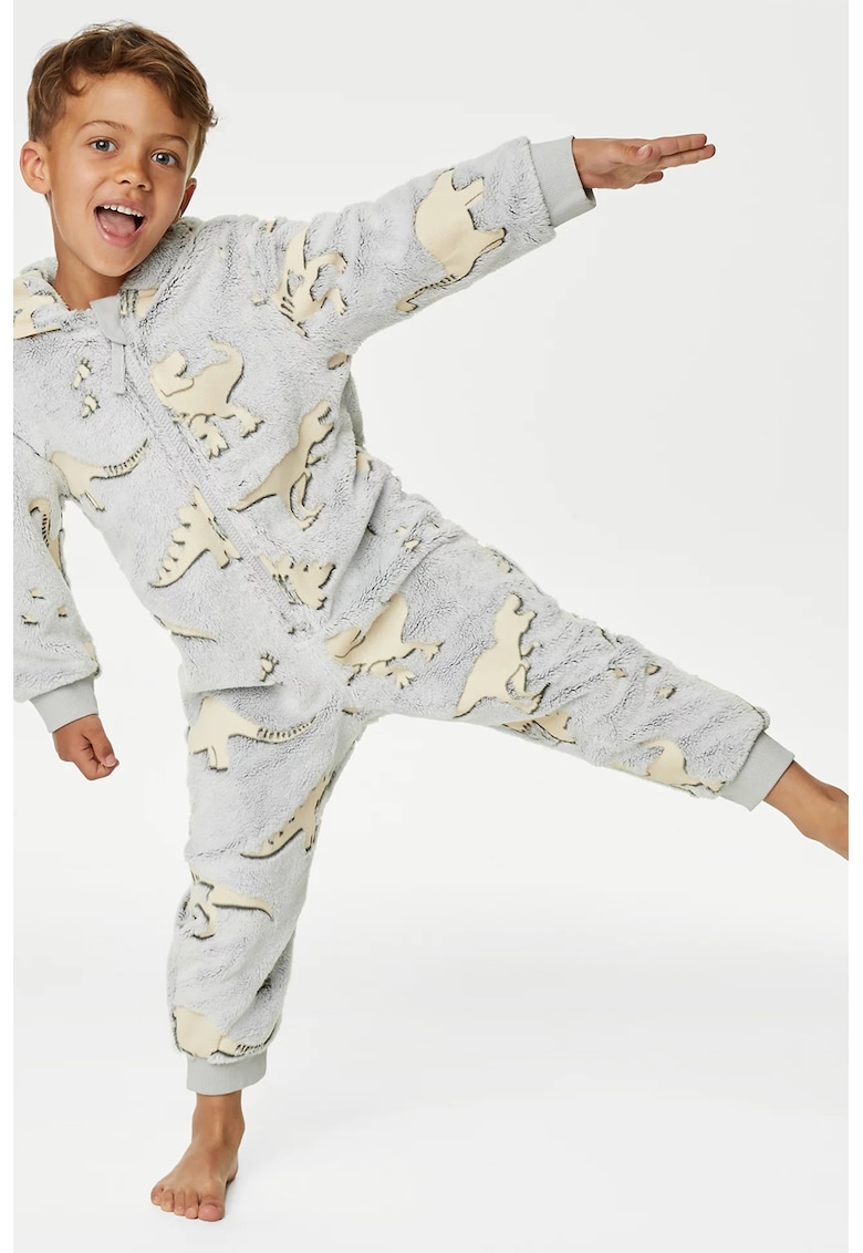 Pijama-salopeta cu gluga - din fleece