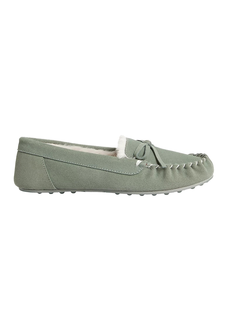 Pantofi loafer de piele intoarsa cu funde