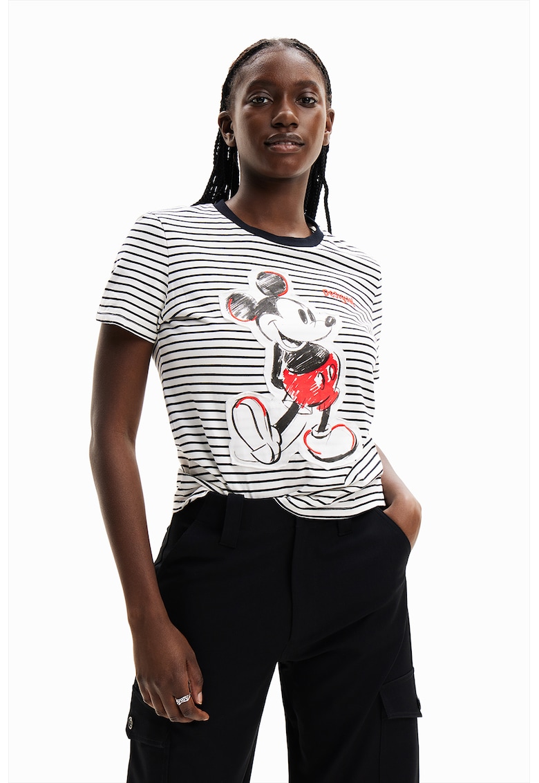 Tricou cu model in dungi Mickey Mouse