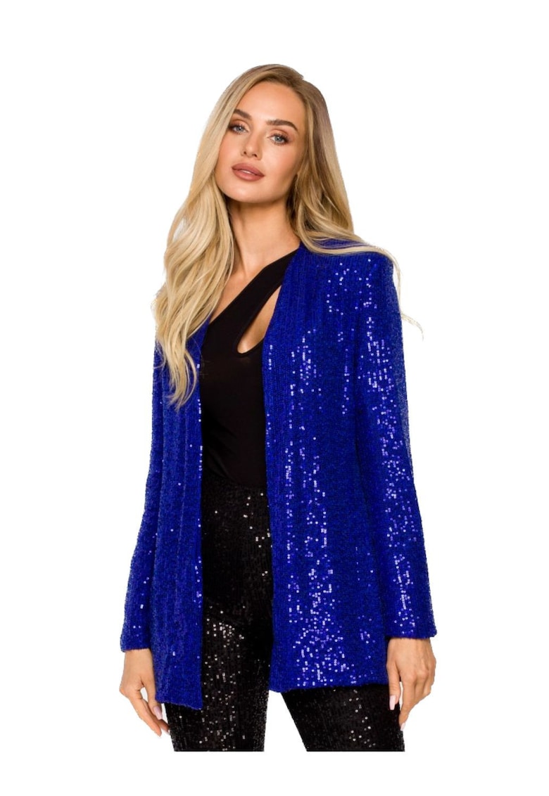 Sacou cu paiete fara inchidere - Albastru inchis