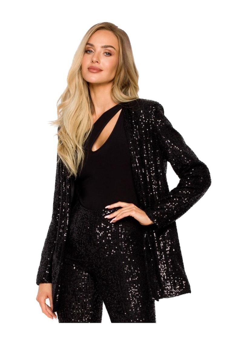 Sacou cu paiete fara inchidere - Negru