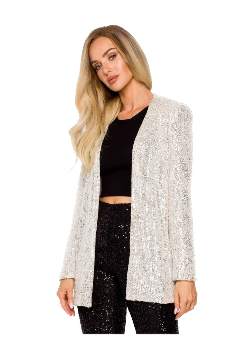 Sacou cu paiete fara inchidere - Bej