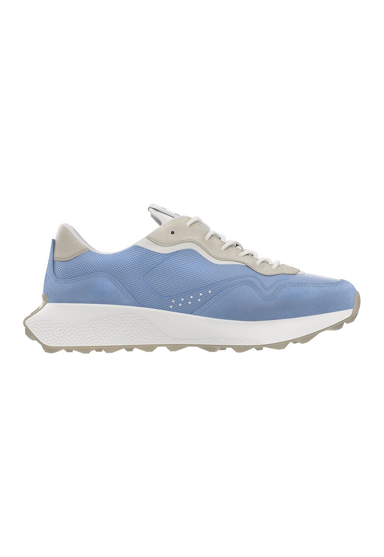 Pantofi sport wedge de piele intoarsa si material textil