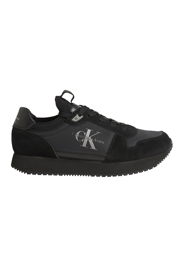 Pantofi sport de piele intoarsa cu garnituri textile