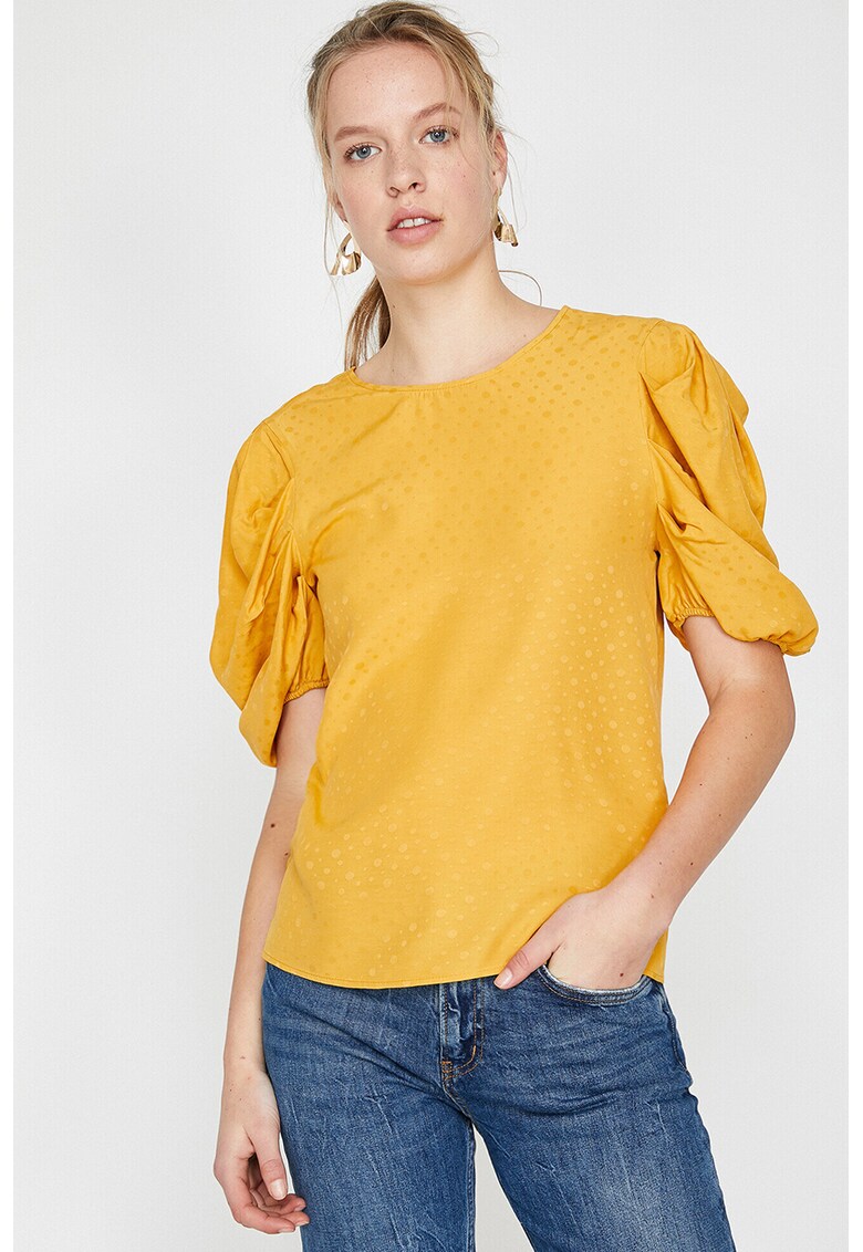 Bluza de satin cu maneci bufante