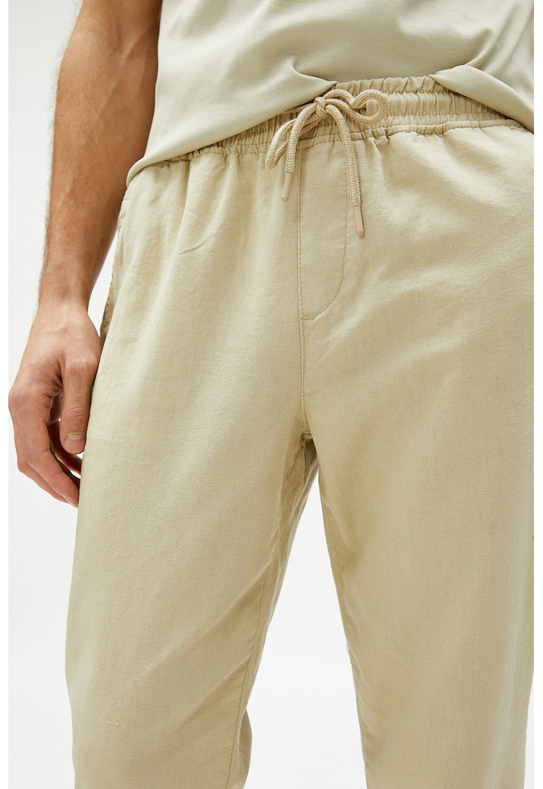 Pantaloni din amestec de in cu snur in talie