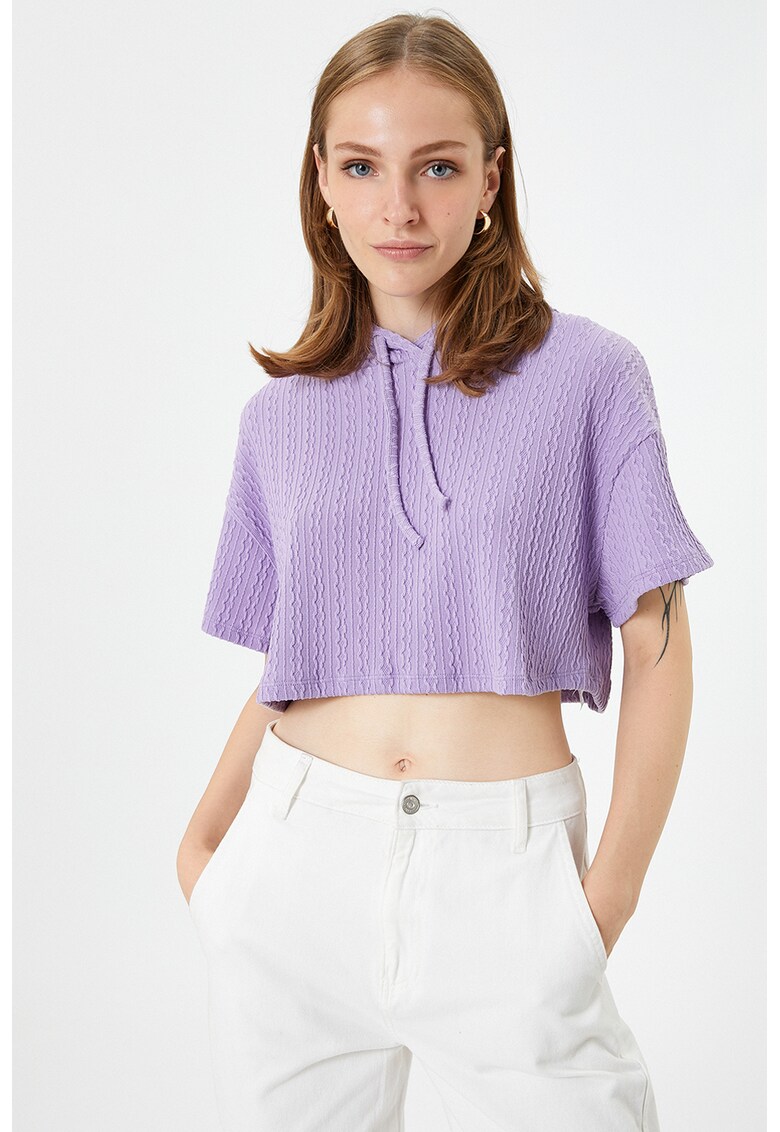 Bluza crop cu gluga