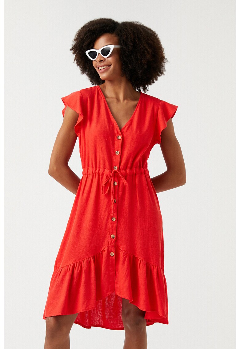 Rochie asimetrica cu snur in talie