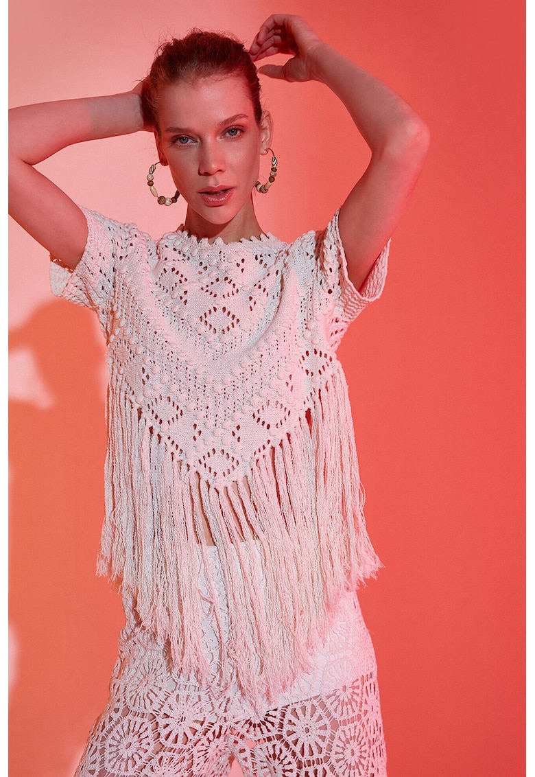 Bluza de macramé cu franjuri