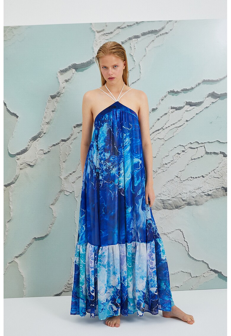 Rochie maxi lejera cu imprimeu abstract