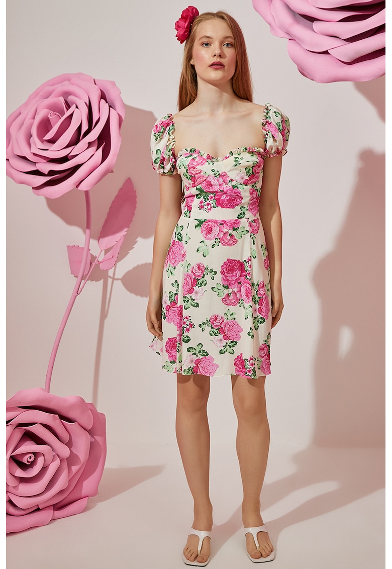 Rochie evazata cu imprimeu floral