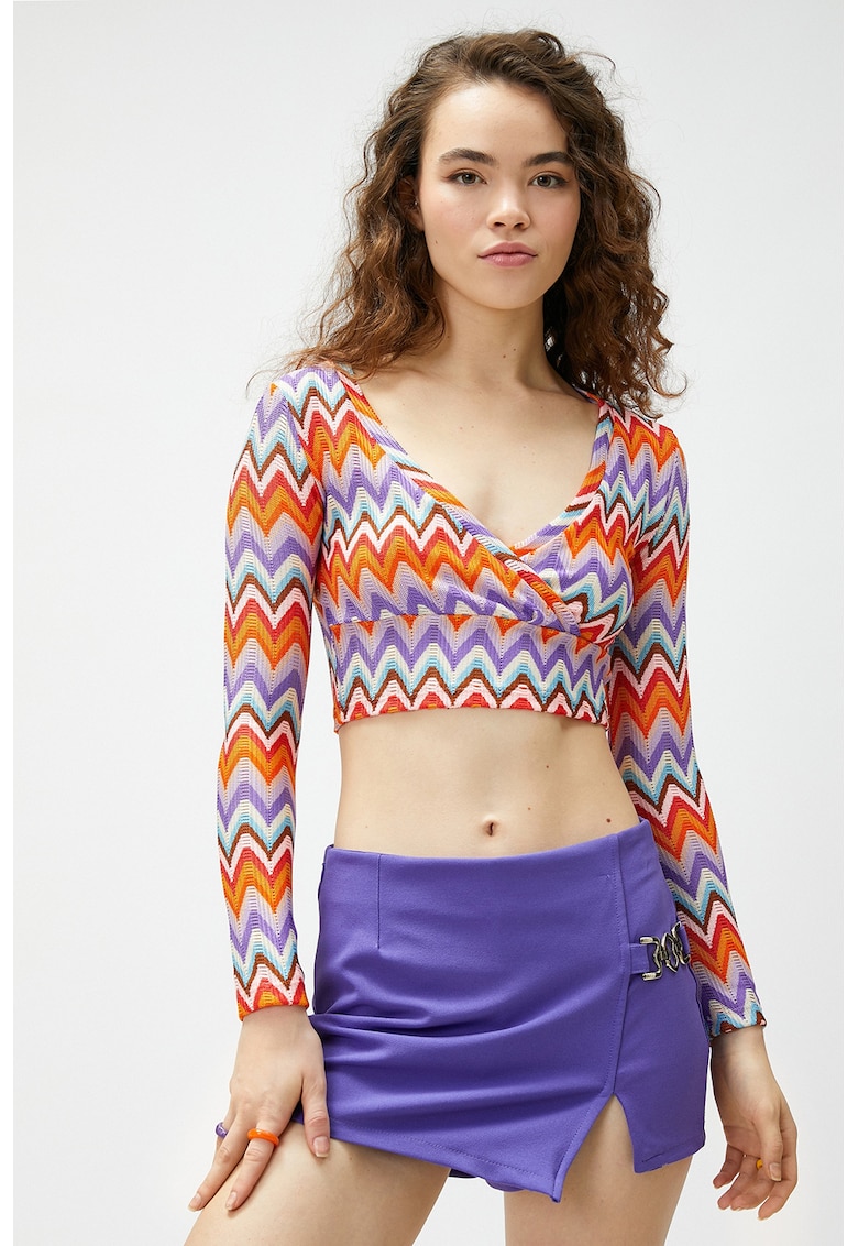 Bluza crop in dungi - Portocaliu/Violet