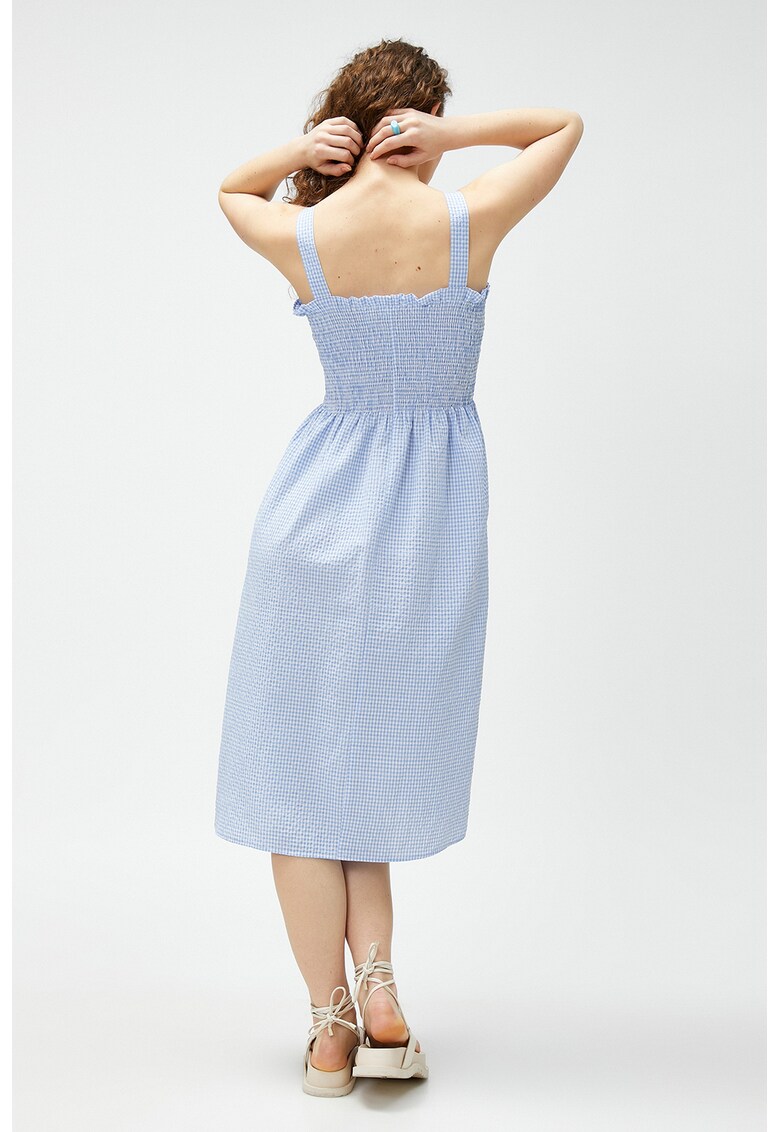 Rochie midi in carouri cu decolteu cu paiete