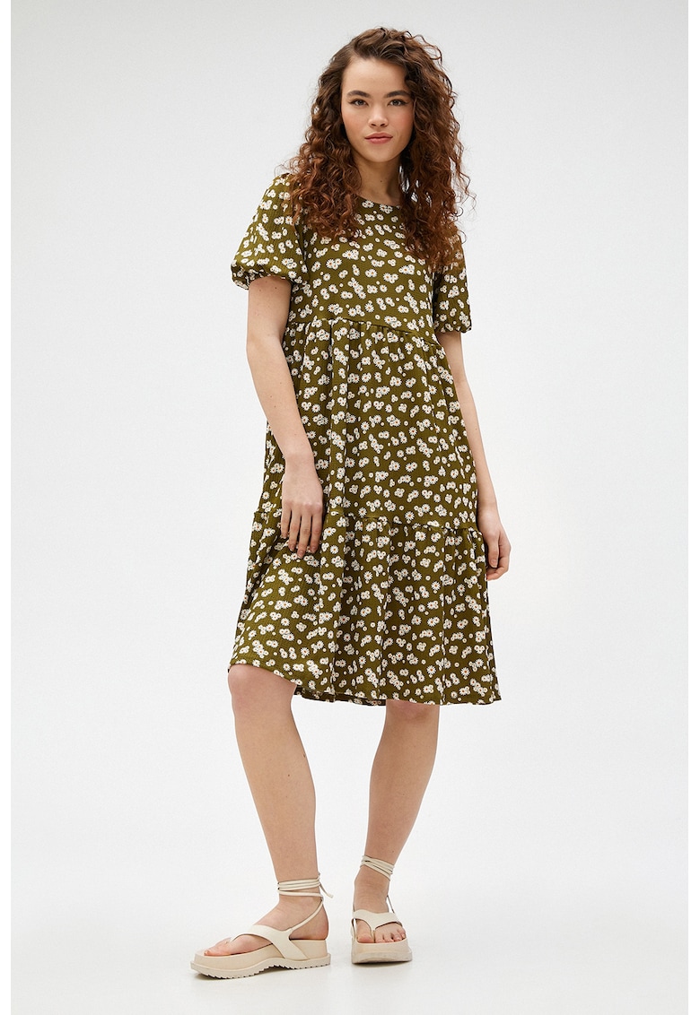 Rochie plisata cu model floral